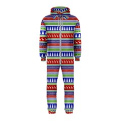 Christmas-color-stripes Pattern Hooded Jumpsuit (kids)