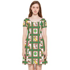 Christmas-paper-christmas-pattern Inside Out Cap Sleeve Dress