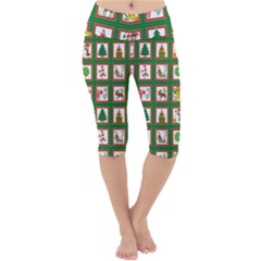 Christmas-paper-christmas-pattern Lightweight Velour Cropped Yoga Leggings