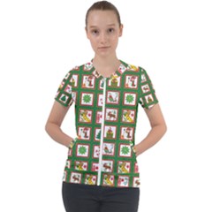 Christmas-paper-christmas-pattern Short Sleeve Zip Up Jacket