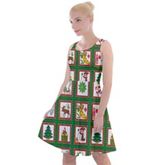 Christmas-paper-christmas-pattern Knee Length Skater Dress