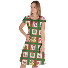 Christmas-paper-christmas-pattern Classic Short Sleeve Dress