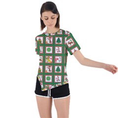 Christmas-paper-christmas-pattern Asymmetrical Short Sleeve Sports T-shirt by Amaryn4rt