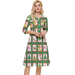 Christmas-paper-christmas-pattern Classy Knee Length Dress