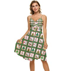 Christmas-paper-christmas-pattern Sleeveless Tie Front Chiffon Dress