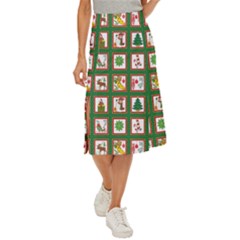 Christmas-paper-christmas-pattern Midi Panel Skirt