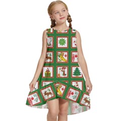 Christmas-paper-christmas-pattern Kids  Frill Swing Dress