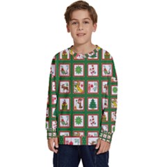 Christmas-paper-christmas-pattern Kids  Crewneck Sweatshirt