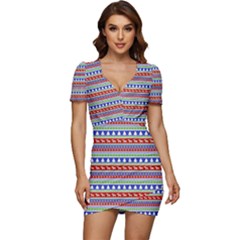 Christmas-color-stripes Pattern Low Cut Cap Sleeve Mini Dress by Amaryn4rt