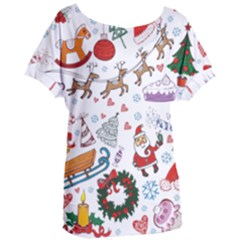 Christmas Theme Decor Illustration Pattern Women s Oversized T-shirt by Amaryn4rt