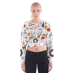 Christmas Theme Decor Illustration Pattern Cropped Sweatshirt by Amaryn4rt