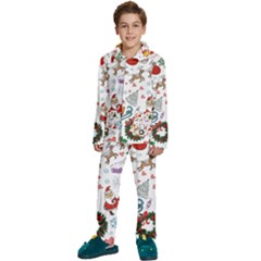 Christmas Theme Decor Illustration Pattern Kids  Long Sleeve Velvet Pajamas Set by Amaryn4rt