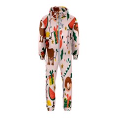 Colorful-funny-christmas-pattern Merry Xmas Hooded Jumpsuit (kids)