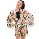 Colorful-funny-christmas-pattern Merry Xmas Long Sleeve Kimono View1