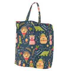 Colorful-funny-christmas-pattern Merry Christmas Xmas Giant Grocery Tote by Amaryn4rt