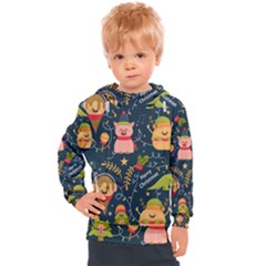 Colorful-funny-christmas-pattern Merry Christmas Xmas Kids  Hooded Pullover by Amaryn4rt