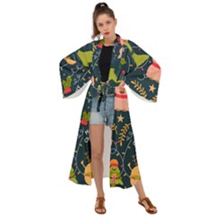 Colorful-funny-christmas-pattern Merry Christmas Xmas Maxi Kimono by Amaryn4rt