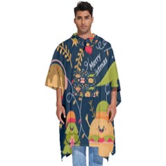 Colorful-funny-christmas-pattern Merry Christmas Xmas Men s Hooded Rain Ponchos by Amaryn4rt