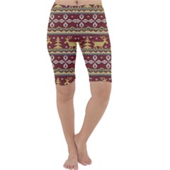 Beautiful-knitted-christmas-pattern Xmas Cropped Leggings  by Amaryn4rt