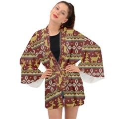 Beautiful-knitted-christmas-pattern Xmas Long Sleeve Kimono