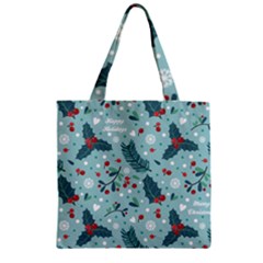 Seamless-pattern-with-berries-leaves Zipper Grocery Tote Bag by Amaryn4rt