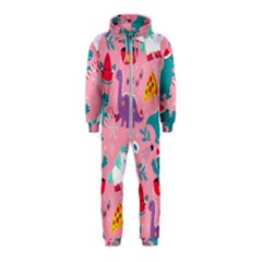 Colorful-funny-christmas-pattern Ho Ho Ho Hooded Jumpsuit (kids)