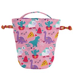Colorful-funny-christmas-pattern Ho Ho Ho Drawstring Bucket Bag