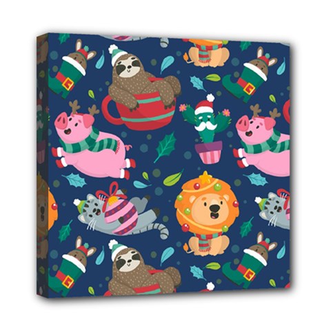 Funny-animal Christmas-pattern Mini Canvas 8  X 8  (stretched) by Amaryn4rt