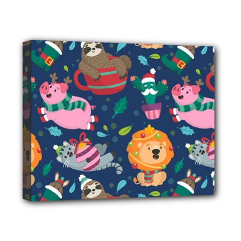 Funny-animal Christmas-pattern Canvas 10  X 8  (stretched) by Amaryn4rt