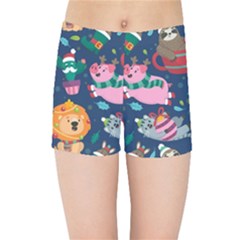 Funny-animal Christmas-pattern Kids  Sports Shorts by Amaryn4rt