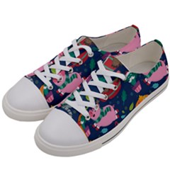 Funny-animal Christmas-pattern Women s Low Top Canvas Sneakers by Amaryn4rt