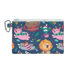 Funny-animal Christmas-pattern Canvas Cosmetic Bag (medium) by Amaryn4rt