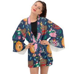 Funny-animal Christmas-pattern Long Sleeve Kimono