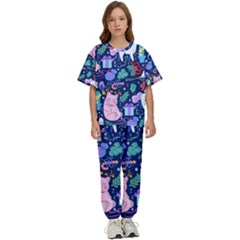 Colorful-funny-christmas-pattern Pig Animal Kids  T-shirt And Pants Sports Set by Amaryn4rt