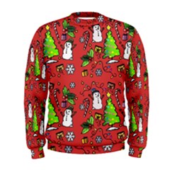 Santa Snowman Gift Holiday Christmas Cartoon Men s Sweatshirt by Amaryn4rt