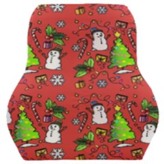 Santa Snowman Gift Holiday Christmas Cartoon Car Seat Back Cushion  by Amaryn4rt