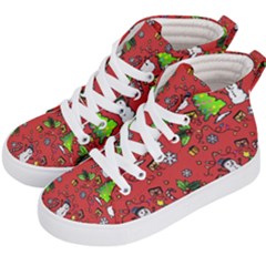 Santa Snowman Gift Holiday Christmas Cartoon Kids  Hi-top Skate Sneakers by Amaryn4rt