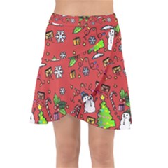 Santa Snowman Gift Holiday Christmas Cartoon Wrap Front Skirt