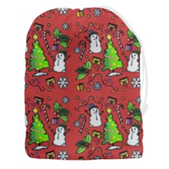 Santa Snowman Gift Holiday Christmas Cartoon Drawstring Pouch (3xl) by Amaryn4rt