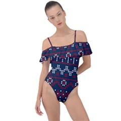 Christmas-concept-with-knitted-pattern Frill Detail One Piece Swimsuit by Amaryn4rt