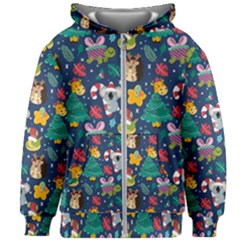 Colorful-funny-christmas-pattern  --- Kids  Zipper Hoodie Without Drawstring by Amaryn4rt