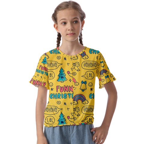 Colorful-funny-christmas-pattern Cool Ho Ho Ho Lol Kids  Cuff Sleeve Scrunch Bottom T-shirt by Amaryn4rt
