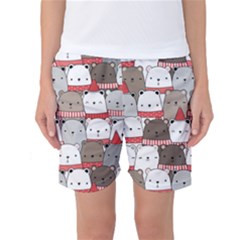 Cute Adorable Bear Merry Christmas Happy New Year Cartoon Doodle Seamless Pattern Women s Basketball Shorts by Amaryn4rt