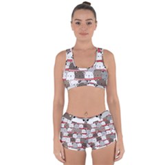 Cute Adorable Bear Merry Christmas Happy New Year Cartoon Doodle Seamless Pattern Racerback Boyleg Bikini Set by Amaryn4rt