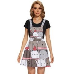 Cute Adorable Bear Merry Christmas Happy New Year Cartoon Doodle Seamless Pattern Apron Dress by Amaryn4rt