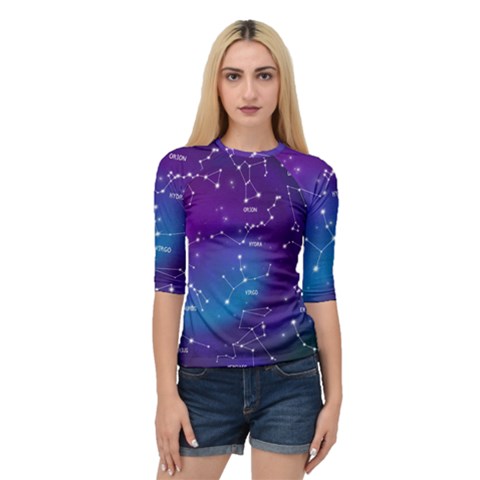 Realistic-night-sky-poster-with-constellations Quarter Sleeve Raglan T-shirt by Amaryn4rt