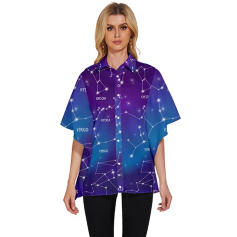 Realistic-night-sky-poster-with-constellations Women s Batwing Button Up Shirt by Amaryn4rt