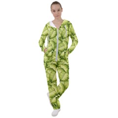 Seamless-pattern-with-green-leaves Women s Tracksuit by Amaryn4rt