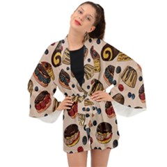 Seamless-pattern-with-sweet-cakes-berries Long Sleeve Kimono