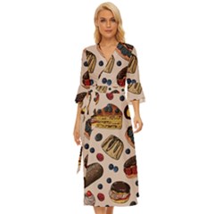 Seamless-pattern-with-sweet-cakes-berries Midsummer Wrap Dress